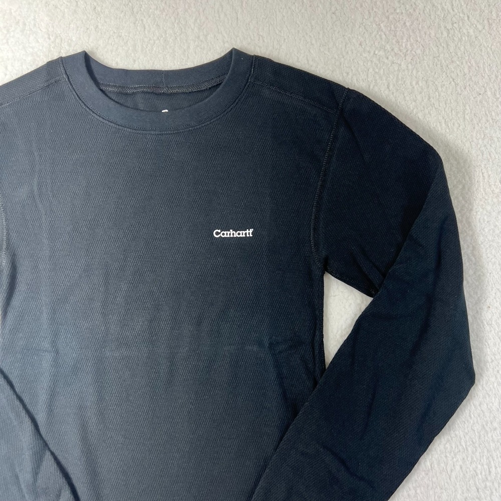 Carhartt Heavyweight Cotton Thermal Crewneck Top Black Men's Size S VTG NWT - Picture 4 of 16